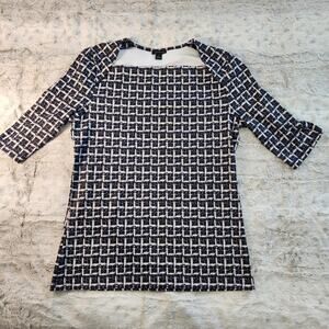 Ann Taylor Women's Gray Stretch Envelope-Neck Tee Shirt Top Size L